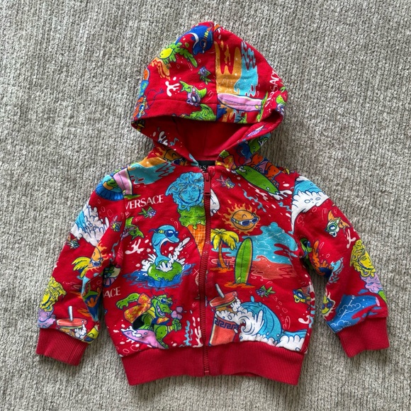 Versace Other - Versace Baby Hoodie 12–18M Multicolor Graphic Medusa Surf Print Zip Italy